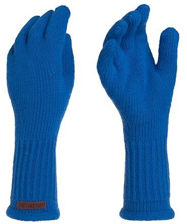 Knit Factory - Lana Handschuhe - Gestrickte Handschuhe für Winter - Handstulpen aus Wolle - Hochwertige Qualität - Cobalt
