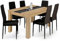 IDMarket – Juego de mesa de comedor Georgia 140 cm imitación haya y negro y 6 sillas romane negras