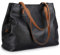 S-ZONE Damen Handtasche Weiches Echtleder Große Faltbare Shopper Schultertasche 13 Inch Laptoptasche Abeitstasche Henkeltaschen