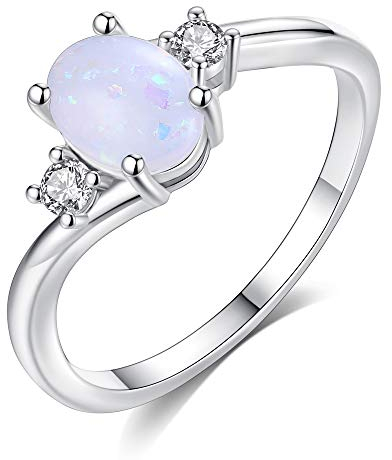 XINGNIAO Exquisiter Damen-Ring aus 925er Silber mit ovalem Schliff, Feueropal-Diamant-Schmuck, Geburtstag, Vorschlag, Geschenk, Braut, Verlobungsfeier, Bandringe, Größe 5–11
