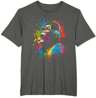 Monkey Hurlant Casque DJ & Lunettes de Soleil Gorilla Fun T-Shirt