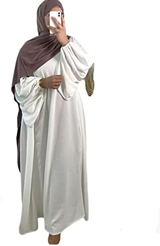 Frauen Abaya Kleid Ramadan Islamische muslimische Kleidung Krepp Ballon Ärmel Abaya Kleid Jilbab Afrikanische Türkische Robe Dubai Outfits