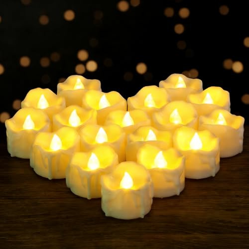 Yakpo 24 lumini a LED a batteria, senza fiamma, candele elettriche con timer, candele artificiali esterne, confezione grande per decorazioni natalizie di Halloween