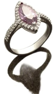 Amethyst Color Marquise Ring, Lab Diamonds Amethyst simulant (CZ), Sterling Silver Ring, Engagement Ring, Pave Cluster Ring, Valentines Day (Ring size: 5 1/2, Gift Wrapping: Free)