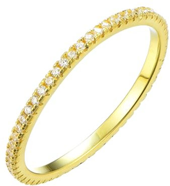Eleganter 925 Silber Ring 18K vergoldet mit Zirkonia Steinen in Geschenk Box Größen 50 52 54 56 58 60 Damen Vorsteck Ring Gold Wasserfest Goldschmuck Sterling Silber Oslo 52