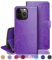RingPi Cover per iPhone 14 Pro 6.1【Blocco RFID Slot Carte Portafoglio】【Supporto Cellulare Magnetica custodia】 uomo donna Pelle Sintetica Custodia telefono per Apple 14 Pro,Viola