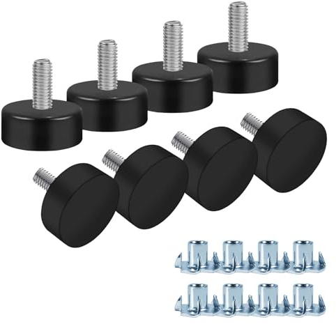 Darcvds Möbelfüße mit M6-Gewinde, 8 Stück, rutschfeste, verstellbare Nivellierfüße zum Einschrauben, Nivellierfüße zum Anschrauben, Möbelgleiter, Nivellierung für Tisch, Stuhl, Hocker, Möbelbeine