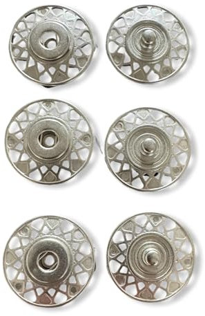 3 Stück rund grosse und stabile Metall Druckknöpfe zum Annähen 27mm hellsilber oder altkupfer (3 Stück) (hellsilber)
