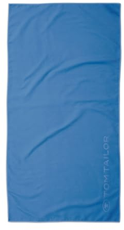 TOM TAILOR Fitnesstuch, 50x100 cm, 80% Polyester, 20% Polyamid/ Microfaser, mit feiner Kettelnaht und Logoprägung, SPORTS TOWEL Blau (Cool Blue)
