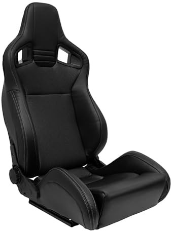 AUTO-STYLE Sedile sportivo NK, in pelle sintetica e tessuto grigio, schienale reclinabile su due lati, con scivoli, colore: Nero