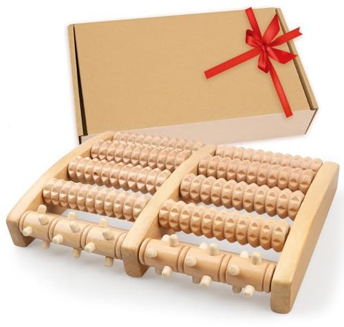 Massage Pieds en Bois, Rouleau de Massage Pieds Soulagement Fasciitis Plantaire, Reflexologie Plantaire pour Relaxation Muscles Tendus