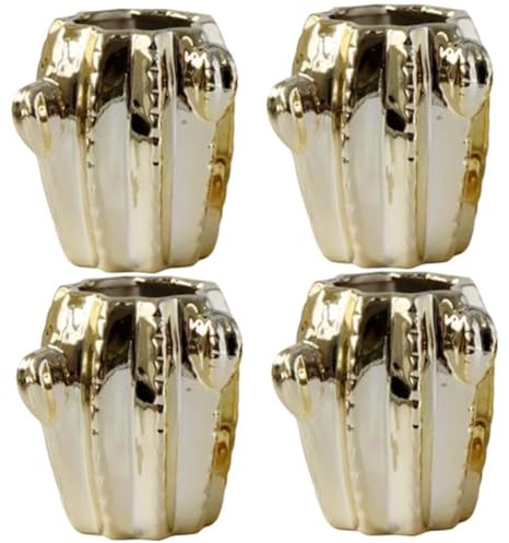 PRETYZOOM 4 Stück Kaktusvase Herzvase Wohnakzente Dekor Moderne Vase Kleine Blumenvase Hausvase Espresso-kaffeetasse Tisch Goldene Kaffeetassen Besteckhalter Keramik Blumenstand Glas