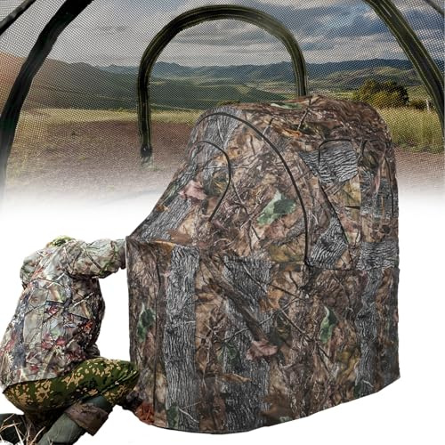FUNHORUN Jagdrollo Stuhl Rollo Durchsichtig Bodenrollo für Hirsch Jagd Tragbar 1 & 2 Personen Pop Up Jagd Hirsch Jalousie Türkei Rollo