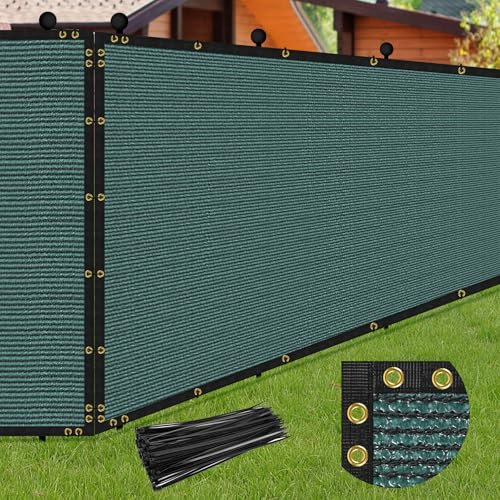 phepetroll Sichtschutzzaun, strapazierfähig, Netzabdeckung mit verstärkten Bindungen, 100 Gurte für den Außenbereich, Maschendrahtzaun, Terrasse, Wand, Garten, Hinterhof, Grün, 6 x 15 m