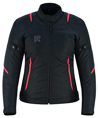 RAXUS Veste de moto d'hiver imperméable avec protections homologuée CE, rouge, S