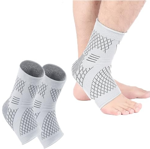 Coogime 2 Stück Sprunggelenkbandage, Bandage Fußgelenk, Kompressionssocken, plantarfasziitis Bandage, Breathable Ankle Brace, Fußbandage für Sport, Fitness, Alltag (Grey, M(EU:35-38))