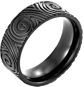 Stfery Bague en titane pour homme, 8 mm, multicolore, motif jacuzzi, largeur 8 mm, bague de fiançailles pour homme, 60 (19,1), Aucune pierre précieuse