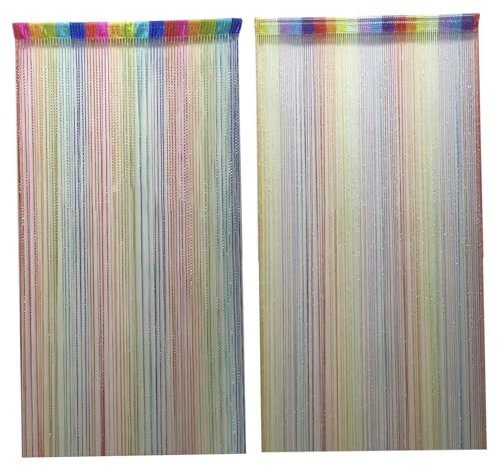 DAGLLGEW TüRvorhang Perlenvorhang Fadenvorhang Balkontür TüRvorhäNge Gegen Fliegen Regenbogenvorhang leichtes TerrassentüR Vorhang glänzendes Türperlen Fliegenschnur TüRvorhang Perlen Style2