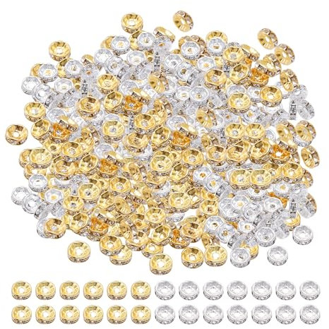 400 cuentas de estrás de metal, espaciadoras para pulseras y brazaletes, accesorios de joyería, cuentas espaciadoras de cristal para hacer pulseras y collares