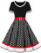 Nihsatin Women's 1950s Vintage Polka Dots Swing Dress Short Sleeve Cocktail Party Dress with Belt Black