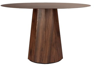 KLAST Tabla à Manger Ronde Ø120 en Bois Couleur Noyer, Design Géométrique, Adaptée pour 6 Convives, Varios Finitions Disponibles. Dimensions : 120 Cm x 76 Cm.