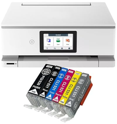 IC-Office TS8751 Tintenstrahl Multifunktionsdrucker 3-in-1 (Drucken, Kopieren, Scannen, SD-Karte, Duplex, WLAN, AirPrint) weiß + 6 XXL Tintenpatronen