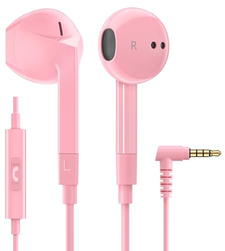 Ludos FEROX Auriculares In Ear con Cable y Microfono, 5 Años de Garantía, Auricular con Jack, Cascos Musica con Graves Potentes, para iPhone, iPad, Samsung, Xiaomi, Gaming, Móvil, MP3 - Rosa