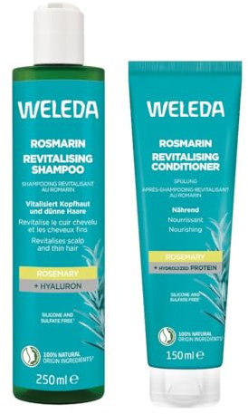 Weleda Rosemary Oil Revitalising Shampoo and Conditioner Set, Hair Growth, Thinning Hair, Hair Loss, Healthy Scalp, Women & Men, Natural & Organic