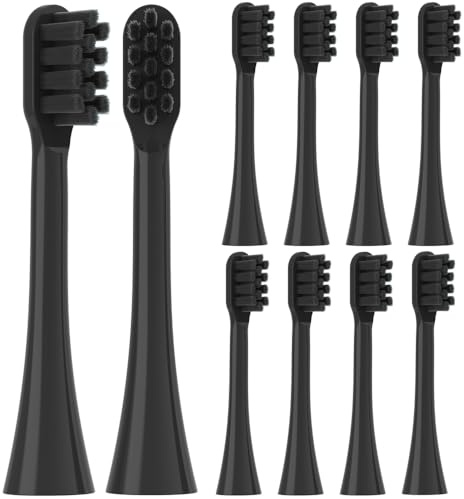 10 Ersatzbürstenkopf passend für Lächennn Elektrische Schallzahnbürste Ersatz Zahnbürste Köpfe, für GERO elektrischen Zahnbürsten Ersatzbürsten, Mit Staubabdeckung (Schwarz, M)