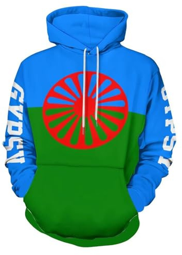 HZCRAES Sudadera con Capucha y Estampado de Gitana Hombre Estilo Hip Hop Ropa de Calle Manga Larga Cuello Redondo Informal Unisex con Capucha Ropa Deportiva Estampado Abstracto Jersey Entrenamiento L