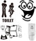 COYUN 6 PièCes Poubelle Toilette Sticker Wc, Stickers Abattant Wc, Pour Wc Amovibles Autocollant RéFrigéRateur Heureux Sticker Pour Toilette Salle De Bain Poubelle