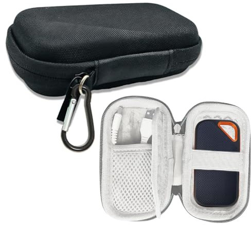 IKOPFLN Funda para disco duro externo, color negro, con gancho de resorte, protección dura, memoria externa portátil, disco externo, bolsa protectora a prueba de golpes, funda rígida