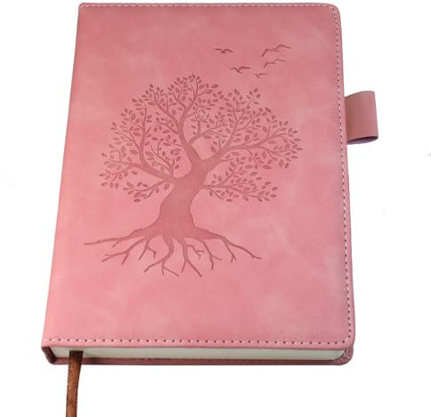 A5 Ruled Notebook Journal - Hardcover Executive Notebooks with Premium Thick Paper, Tree of Life Design, 8.3×5.7,360 Page, Perfect for Office Home School Business Writing & Note Taking (Pink)