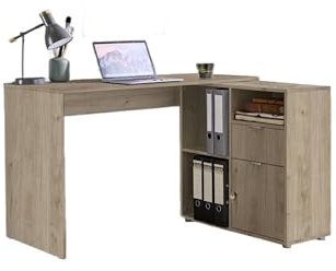 BMG Möbel Eckschreibtisch Leni, Homeoffice Schreibtisch (Jackson Hickory Oak)