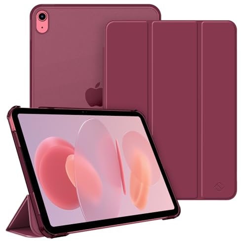 Fintie Hülle für iPad 11. Generation 2025 11 Zoll (A16), iPad 10. Generation 10.9 Zoll 2022 - Ultradünn Schutzhülle mit transparenter Rückseite Abdeckung Case Cover, Auto Schlaf/Wach, Weinrot