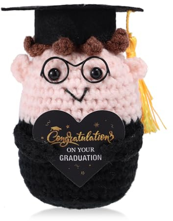 TOYMIS Positive Abschluss Puppe, Emotionale Unterstützung Junge Häkel Geschenk für Gymnasium Hochschule Inspirierendes Junge Abschluss Geschenk
