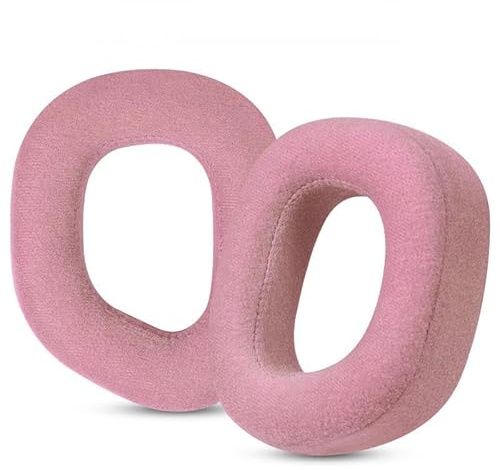 Ohrpolster kompatibel mit Corsair HS80 RGB Wireless Headset, Ersatz-Ohrpolster aus Samt, geräuschunterdrückender Schaumstoff, Rosa