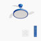 CREATE / WIND CLEAR STUDIO S/Ventilador de techo con luz azul cobalto con controlador de pared y mando / 40W, Aspas retráctiles, Ø 91 cm, 3 temperaturas de luz, función verano-invierno