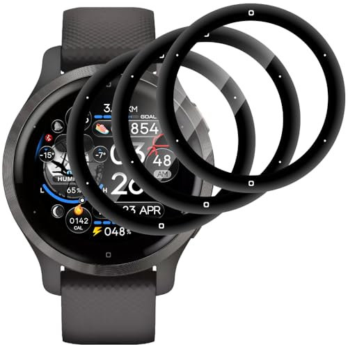 Beukei Verre Trempé pour Garmin Venu 2s,3 Pièces Ecran Verre [3D Incurvé Couverture Complète][Haute Sensibilité] [Sans Bulless] Protege Vitre