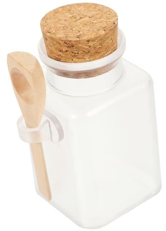 MOLUCKFU 6stücke Bad Salz Flaschen Korken Verschluss Mit Löffel Tragbare Glasflaschen Zum Aufbewahren Von Badesalz Und Puder Für Reise Und Täglichen Gebrauch