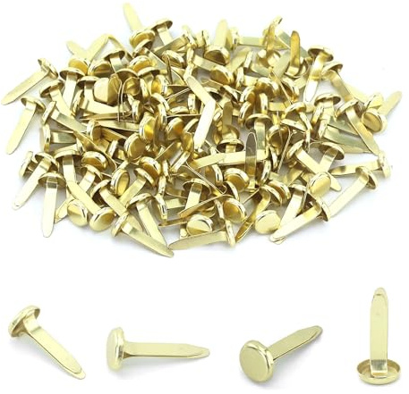 120 pezzi Fermacampioni Scrapbooking, Fermacampioni Piccoli, Mini Scrapbooking Brads per scrapbook a testa tonda in metallo, clip per lettere, per scuola, ufficio, fai da te (oro)