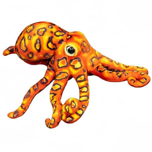 KUKUShining Oktopus Kuscheltier, Plüschtier Meerestier Stofftier Tintenfisch Plüsch Kissen Kuschelig Realistisch Weiche Kuschelpuppe Zur Dekoration(Yellow)