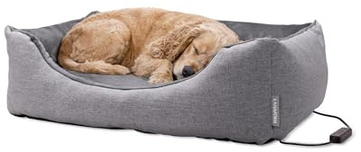 Panier chauffant - Chien - Chat - Détection automatique -Lavable - 70x40 cm | Pour animaux de taille moyenne - Protection contre la surchauffe - Arrêt automatique après 90 min. - 3 intensités de chauffe