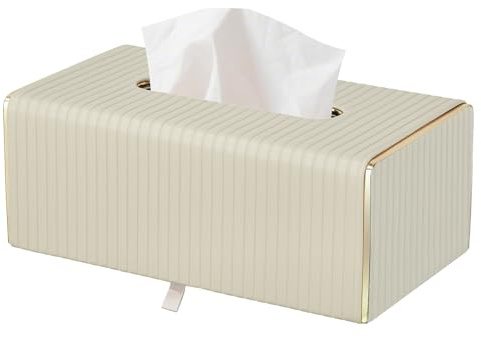 BEZORR Kosmetiktücherbox Taschentuchbox, Dekorative Taschentücher Box, Rechteckige, Taschentuchspender aus PU Leder für Esszimmer Badezimmer Schlafzimmer Büro Couchtisch Auto