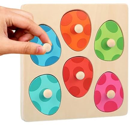 Zohuwerui Dinosaurier Holzpuzzle | Eier-Steckbausteine zum Zusammenbauen - Farbzuordnungsspielzeug - Für Kinder, Mädchen, Schule, Zuhause, Spielzimmer und Kindergarten