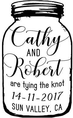 Personalized Wedding Invitation Save The Date Stamp Self Inking Mason Jar Rubber Stamp