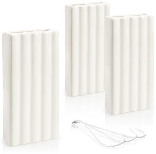 com-four® 3x Luftbefeuchter Heizung - Heizkörper Luftbefeuchter in weiß - Heizung Wasserverdunster aus Keramik im Streifen Design (weiß - Streifen)