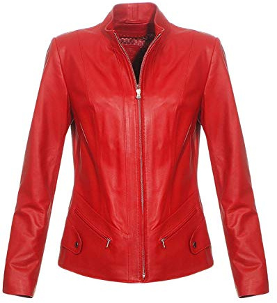 Hollert German Leather Fashion Lederjacke - Nadia Damen Echt Lammnappa Jacke Größe L, Farbe Rot