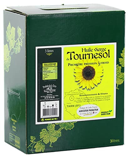 Jemangefrancais Première Pression à Froid Huile de Tournesol Vierge en Bib, 3 L