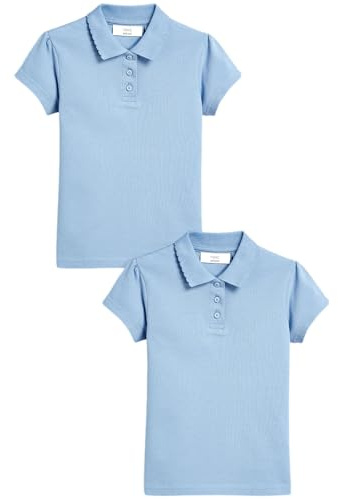 NEXT Mädchen Kurzärmelige Polohemden aus Baumwolle im 2er-Pack Blau 164